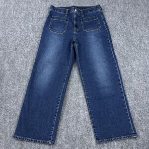 J.Crew Factory Slim Wide Leg Patch Pocket Jeans Women 29 (30x25) High Rise Denim